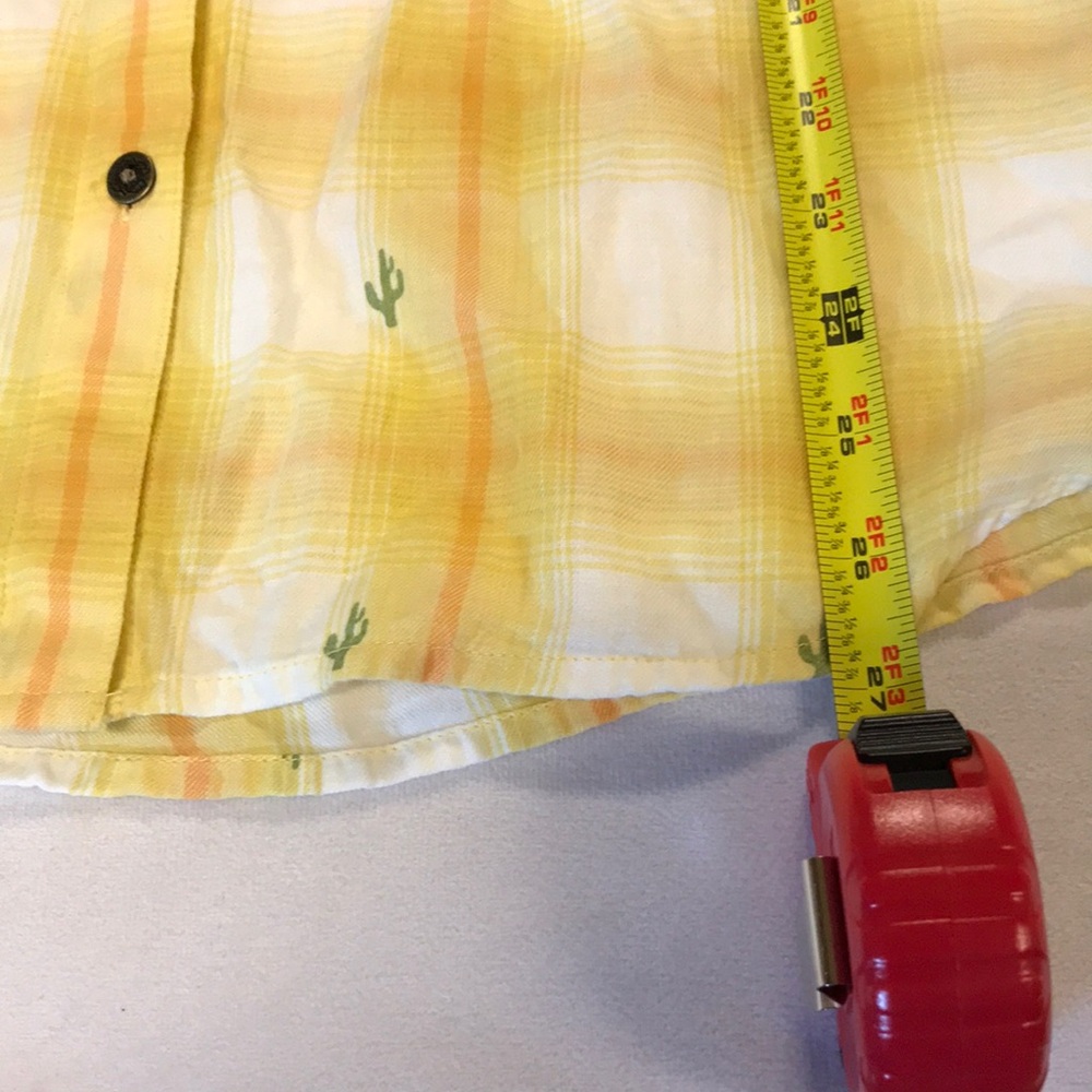 Ariat women Yellow Plaid Shirt Cactus Print XL Billie Jean long sleeve cowgirl - Picture 6 of 11